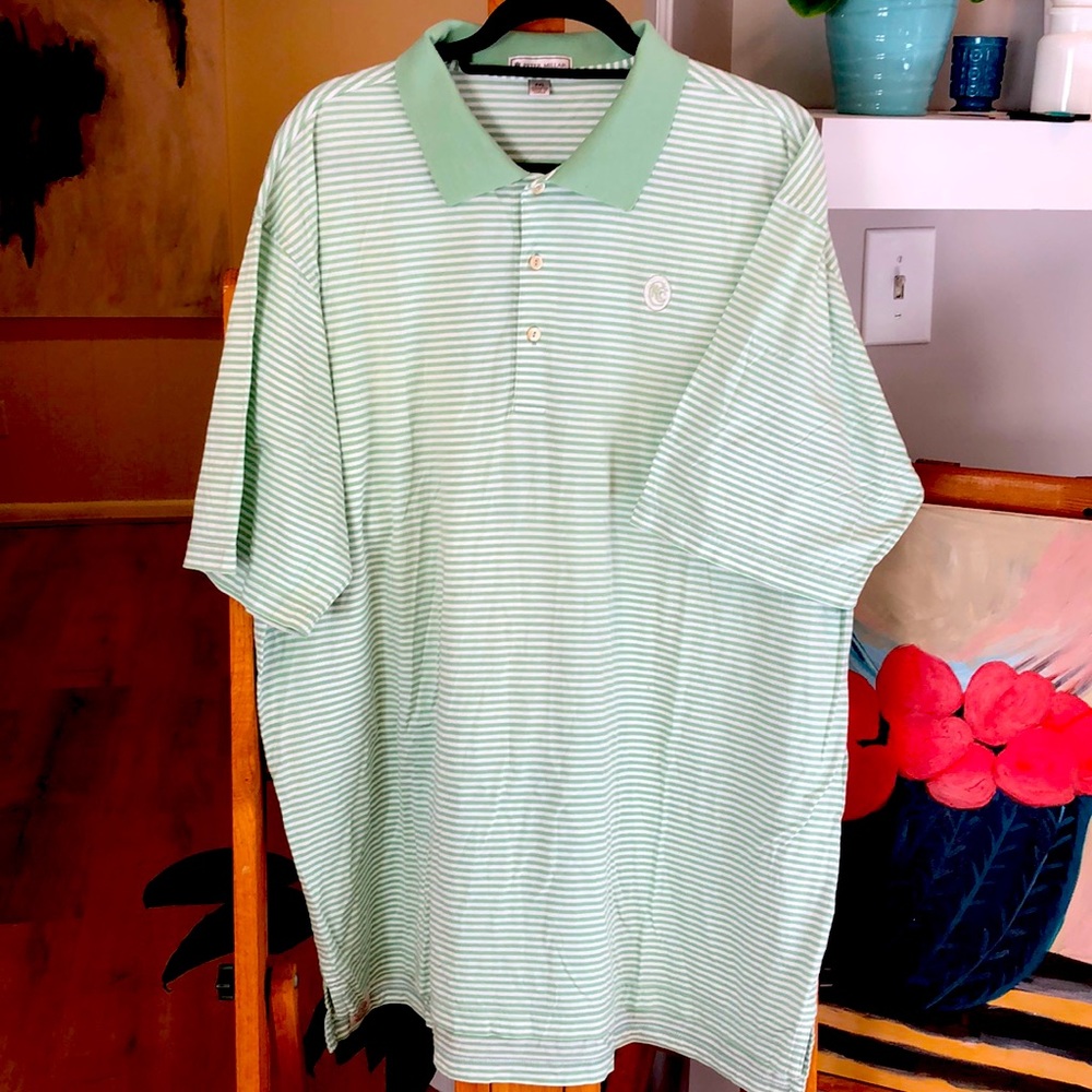 Peter Millar Green Stripe Golf Polo Shirt